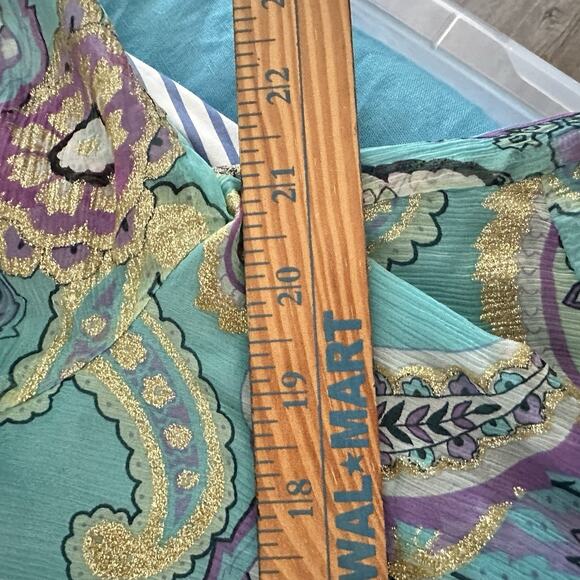 Coldwater Creek Sparkly Jacobean Bell Y2k Silk Blouse Boho Whimsy Fairycore XL - Picture 6 of 8